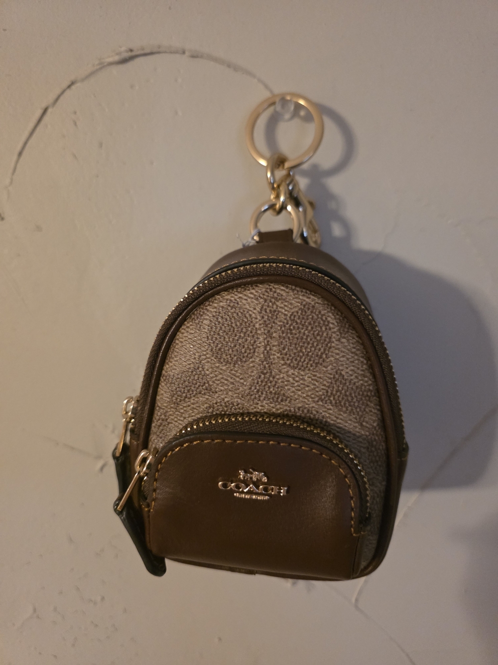Coach Brown/Tan Mini Backpack Key Holder